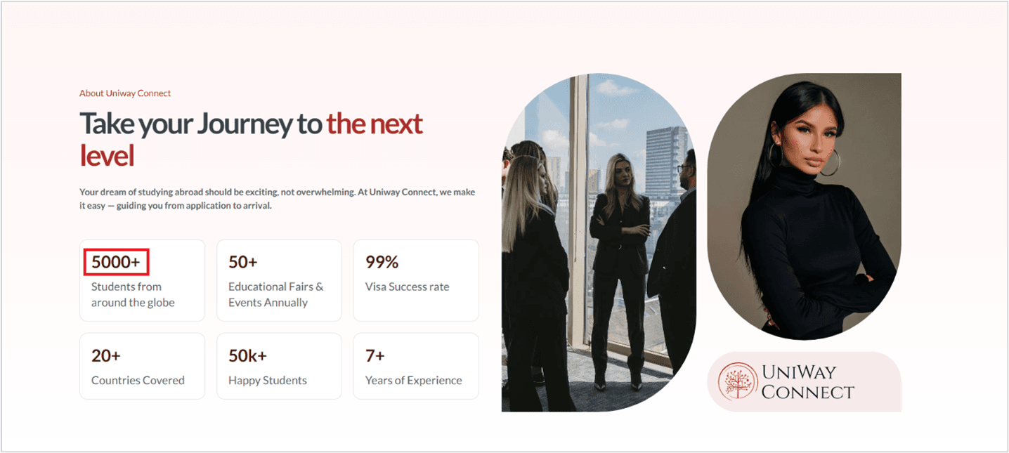 About section on website